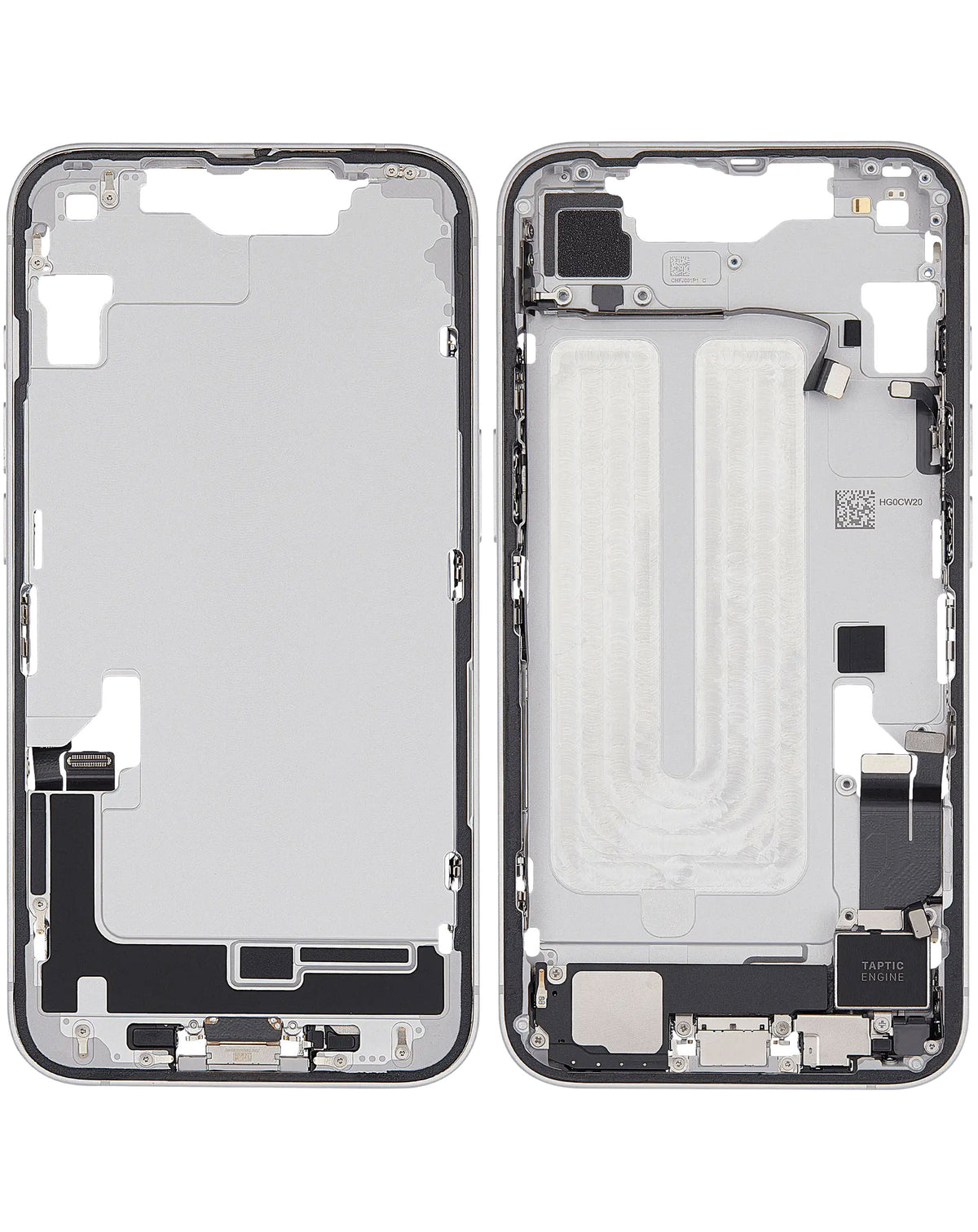 Middle Frame with Small Parts for iPhone 16e (WHITE) (International Version) (OEM Pull A Grade)