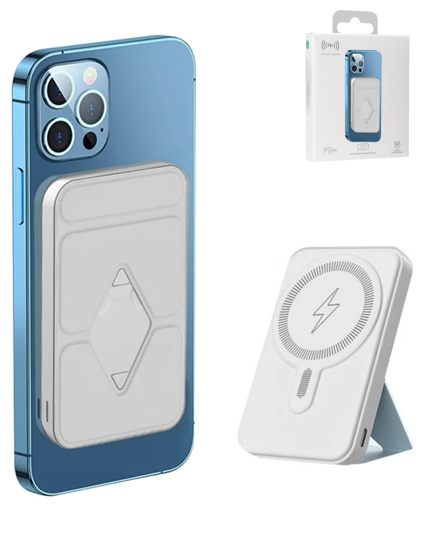 MagSafe Foldable Magnetic Power Bank (WHITE) 15W Wireless / 20W PD Power Bank with USB (10000 mAh) (Only Ground Shipping)