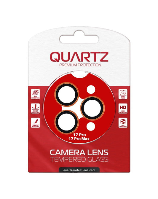 QUARTZ HD Tempered Glass with Metal Ring for iPhone 17 Pro / 17 Pro Max Back Camera (ORANGE)