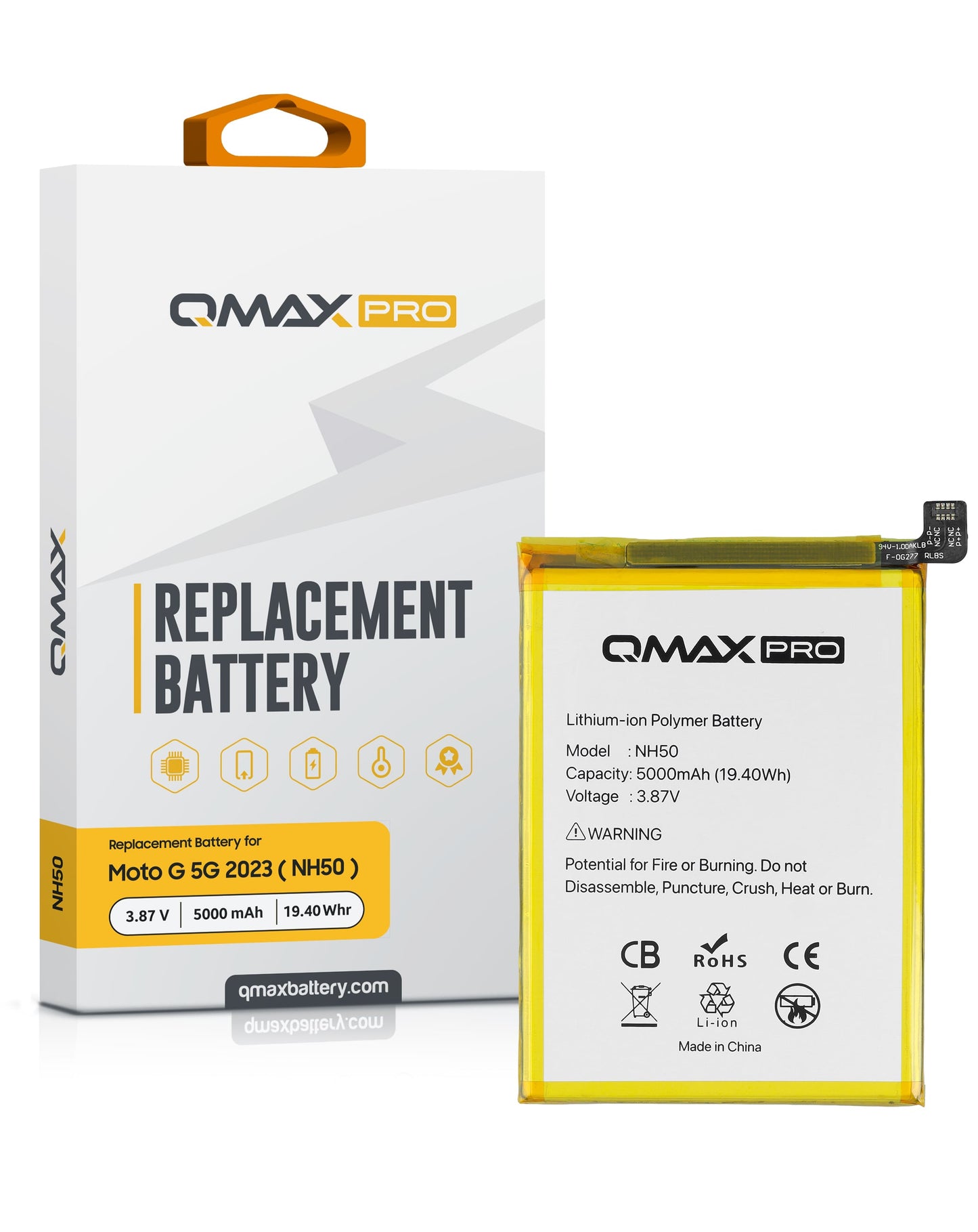 QMAX Pro Replacement Battery for Motorola G22 (XT2231) / E13 (XT2345) / E32S / G13 (XT2331-2) / G 5G) (5000 mAh) (NH50) (Only Ground Shipping)
