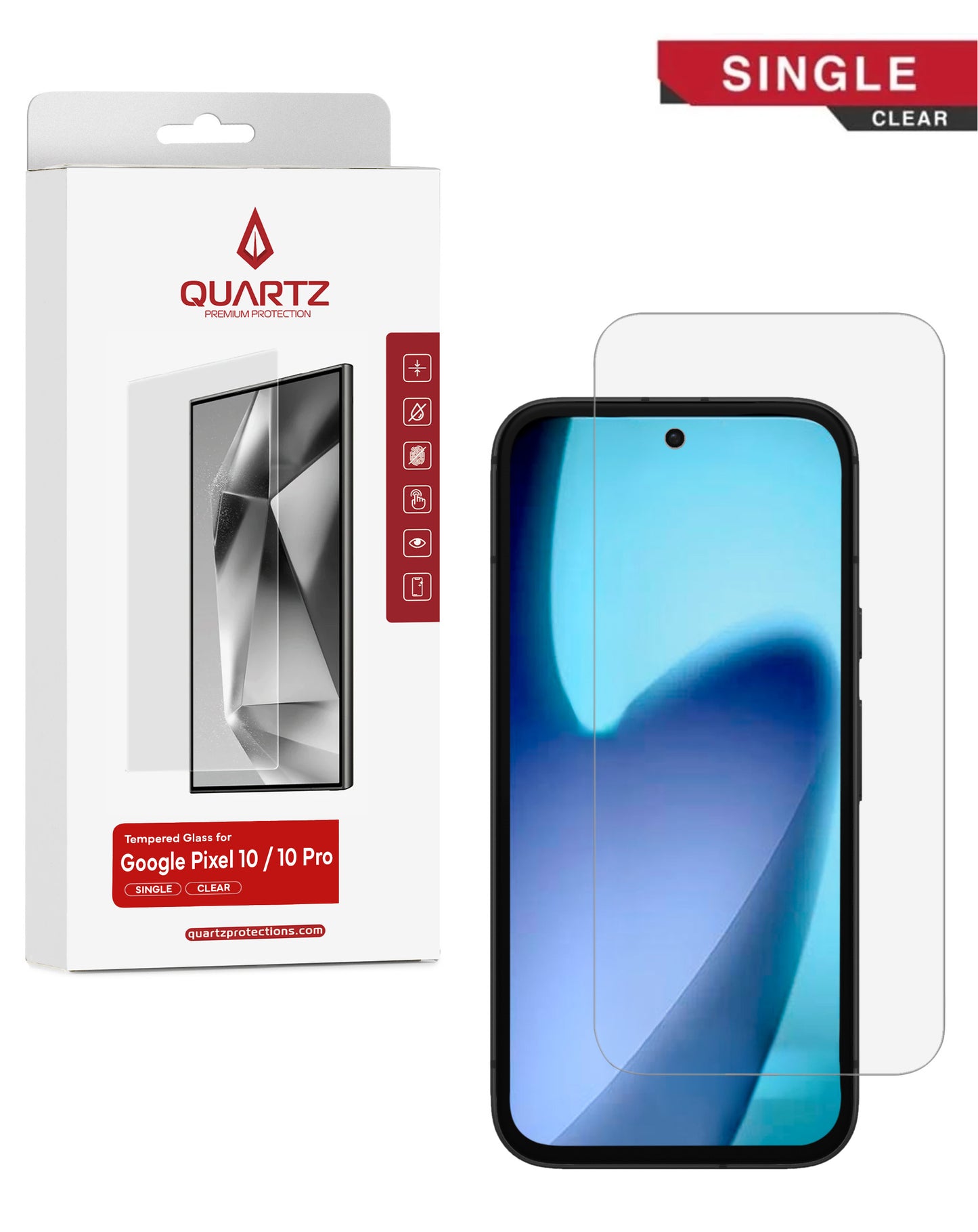 QUARTZ Clear Tempered Glass for Google Pixel 10 / Pixel 10 Pro / Pixel 11 / Pixel 11 Pro (Single Pack)