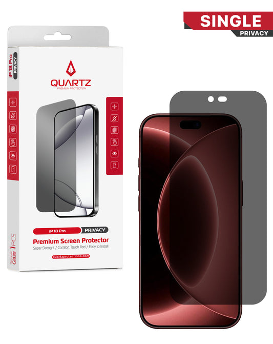 QUARTZ Privacy Tempered Glass for iPhone 18 Pro (Single Pack)