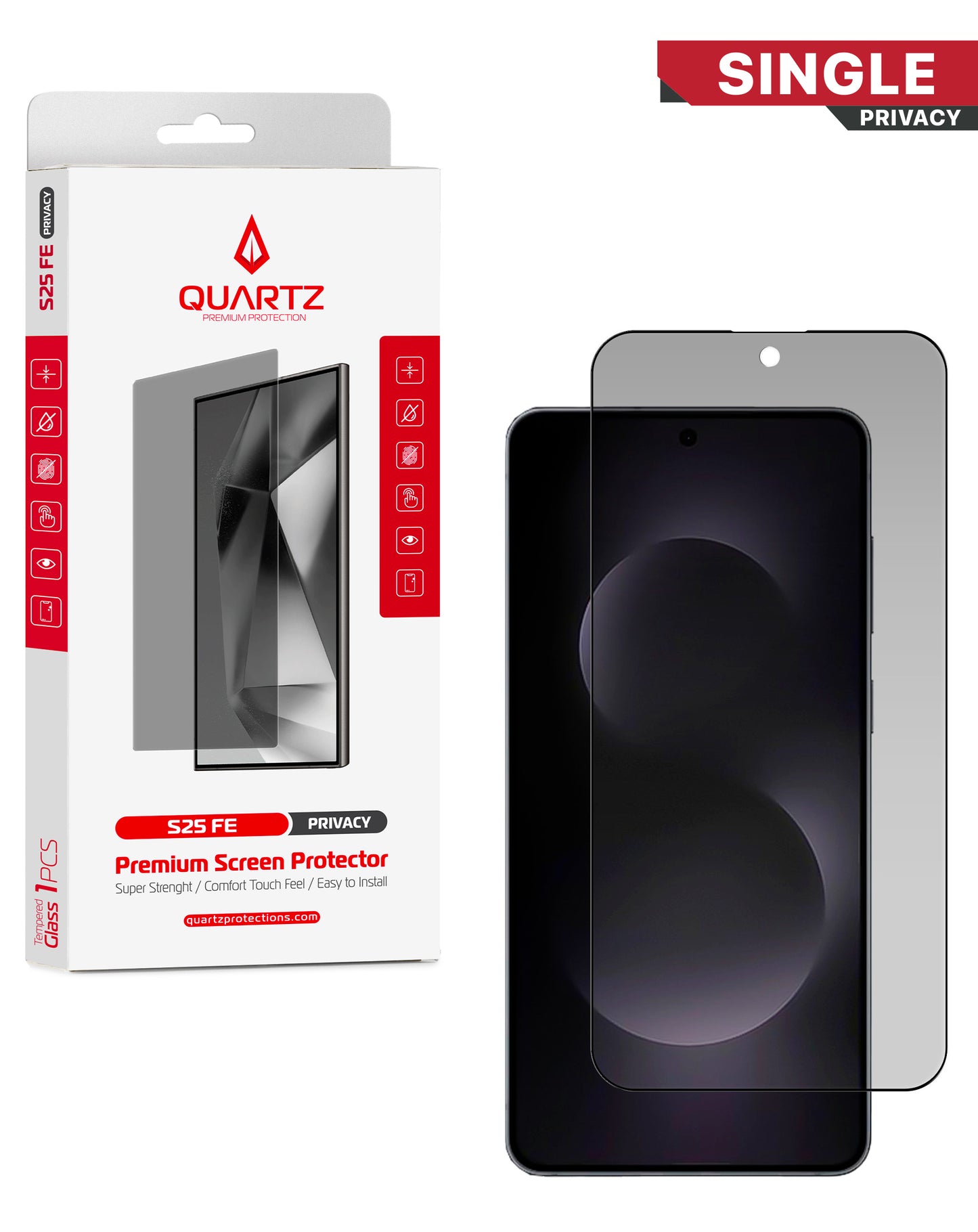QUARTZ Privacy Tempered Glass for Galaxy S25 FE (Single Pack)