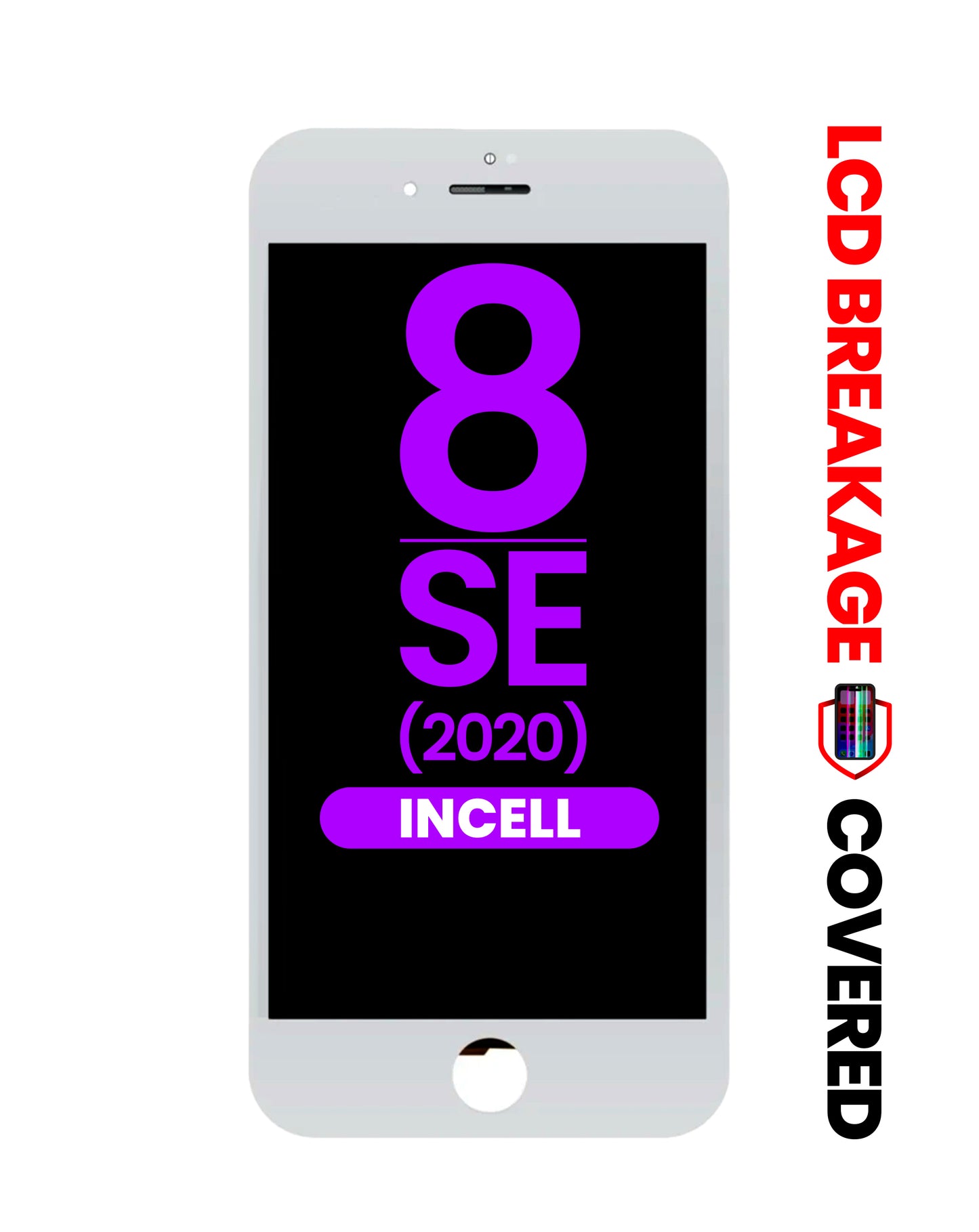 LCD Assembly with Steel Plate for iPhone 8 / SE (2020) (WHITE) (Aftermarket Incell / QV7) (Exclusive LCD Breakage)