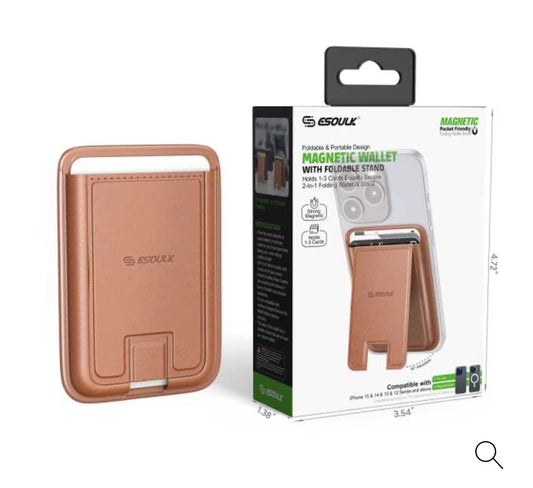 ESOULK Foldable Stand Wallet Case for iPhone 16, 15, 14, 13, 12 Series (Brown)