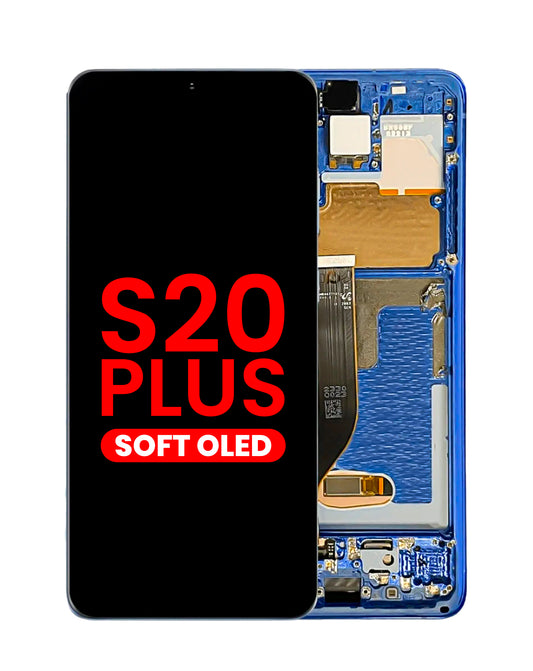 OLED Assembly with Frame for Galaxy S20 Plus 5G (G985 / G986) (AURA BLUE) (Aftermarket OLED)