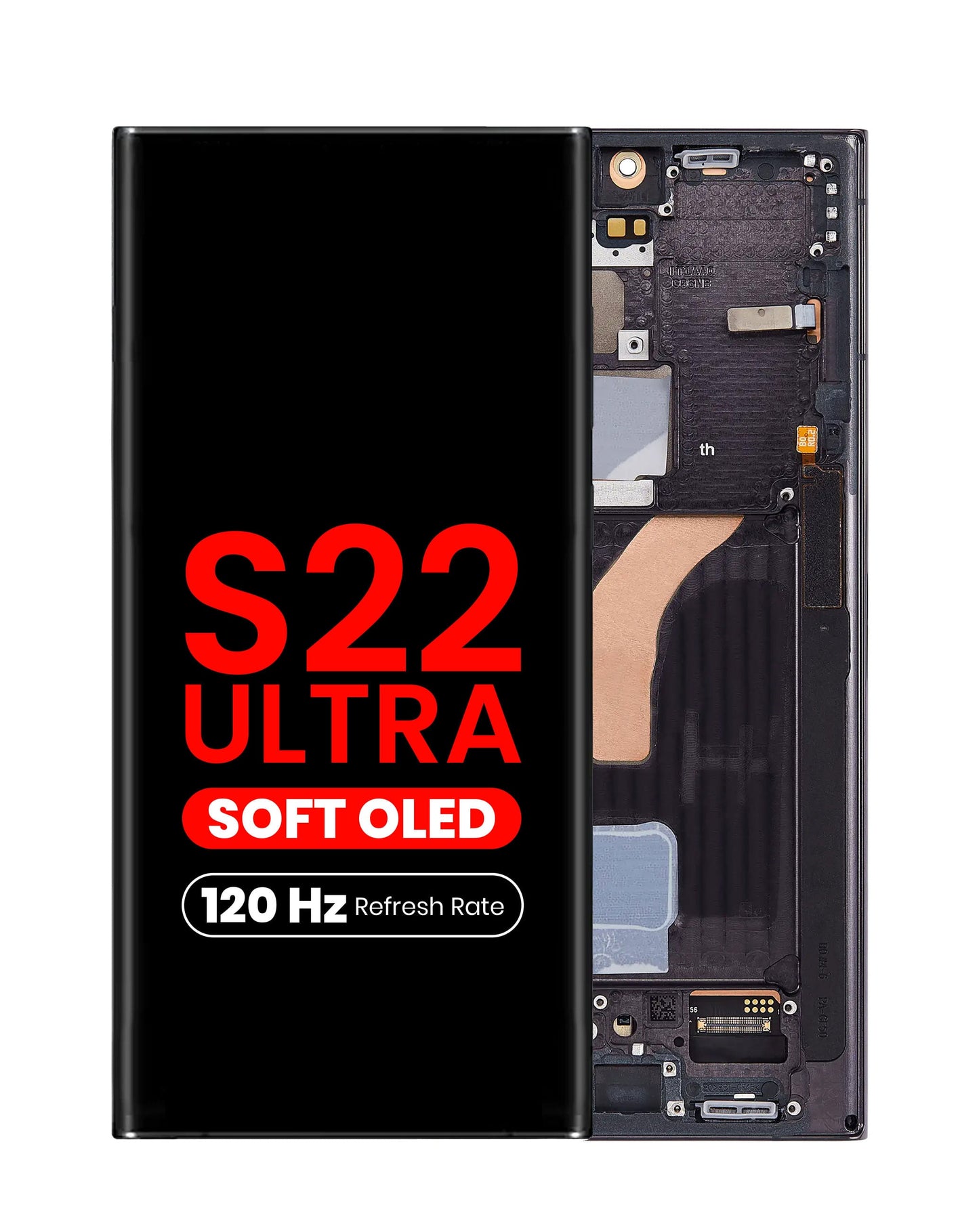 OLED Assembly with Frame for Galaxy S22 Ultra (S908) (PHANTOM BLACK) (Aftermarket Pro Soft Oled / 120HZ)