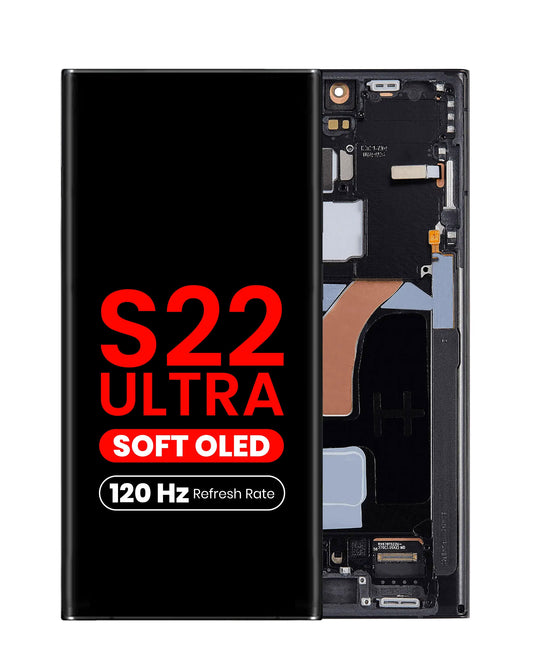 OLED Assembly with Frame for Galaxy S22 Ultra (S908) (GRAPHITE) (Aftermarket Pro Soft Oled / 120HZ)