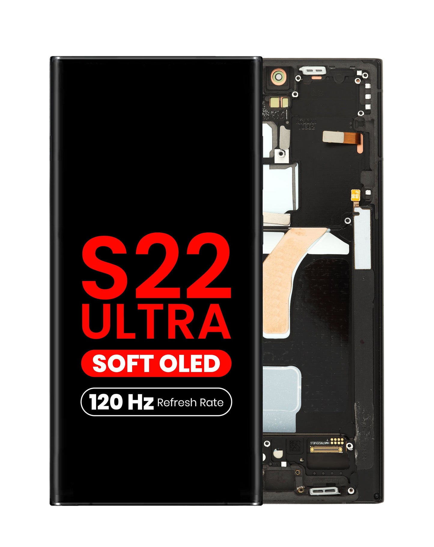 OLED Assembly with Frame for Galaxy S22 Ultra (S908) (PHANTOM BLACK) (Aftermarket Plus Soft Oled / 120Hz)