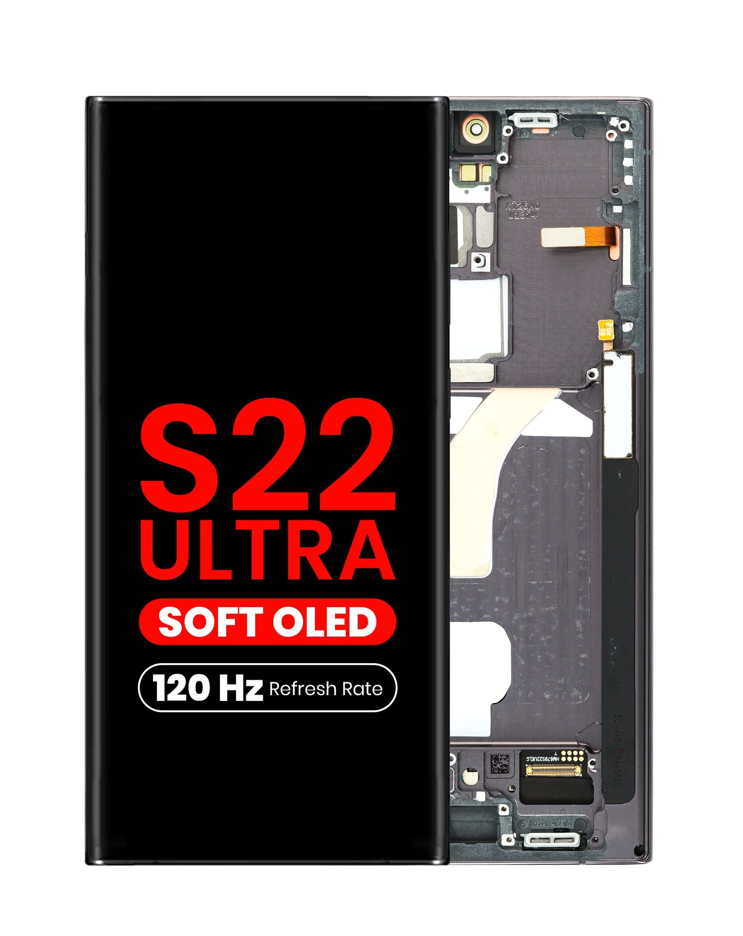OLED Assembly with Frame for Galaxy S22 Ultra (S908) (GRAPHITE) (Aftermarket Plus Soft Oled / 120Hz)