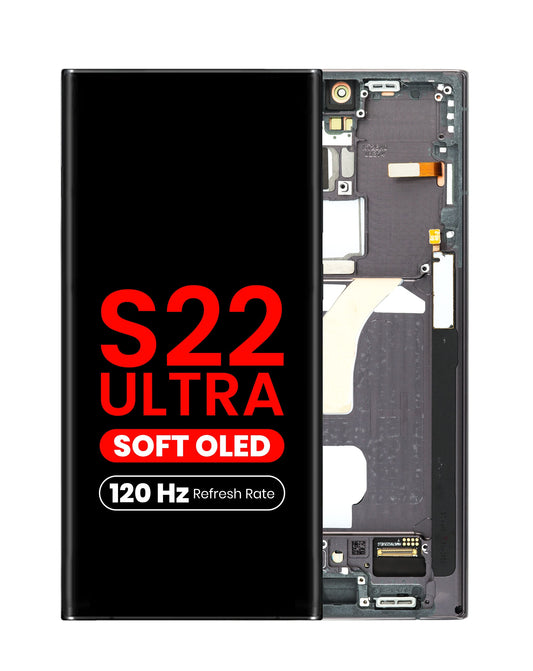 OLED Assembly with Frame for Galaxy S22 Ultra (S908) (GRAPHITE) (Aftermarket Plus Soft Oled / 120Hz)