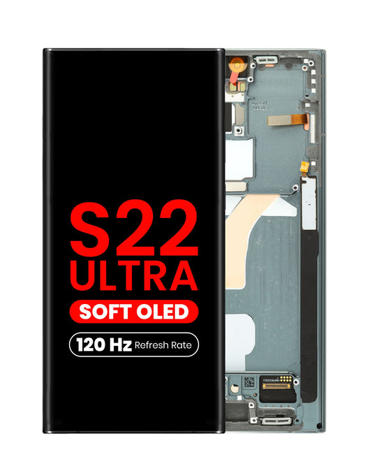 OLED Assembly with Frame for Galaxy S22 Ultra (S908) (GREEN) (Aftermarket Plus Soft Oled / 120Hz)