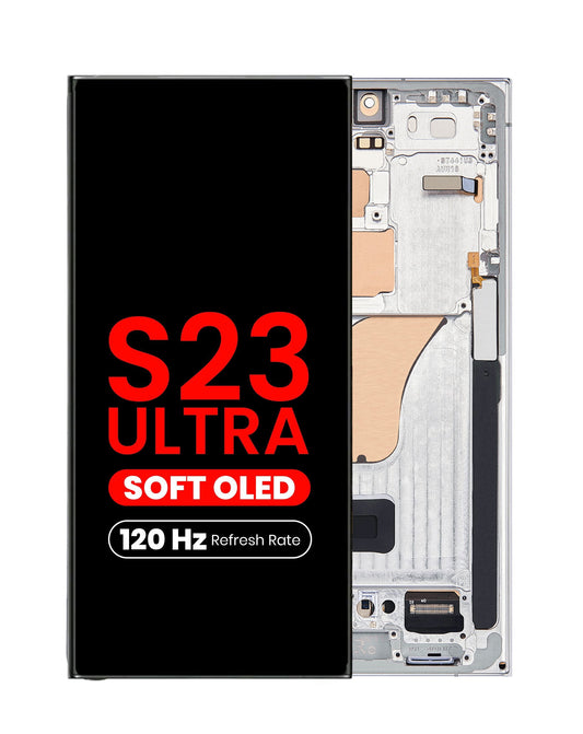 OLED Assembly with Frame for Galaxy S23 Ultra (S918) (Sky Blue) (Aftermarket Pro Soft / 120Hz)