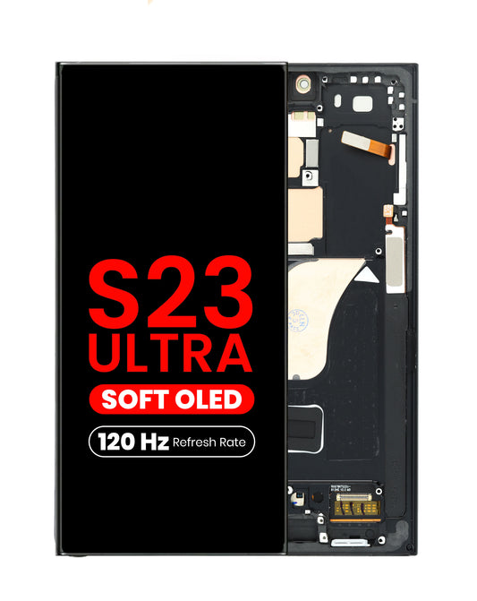 OLED Assembly with Frame for Galaxy S23 Ultra (S918) (PHANTOM BLACK) (Aftermarket Plus Soft Oled / 120Hz)