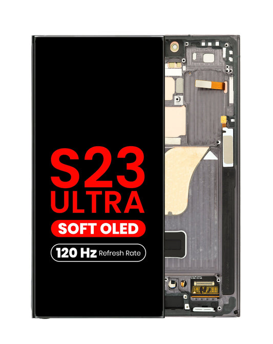 OLED Assembly with Frame for Galaxy S23 Ultra (S918) (GRAPHITE) (Aftermarket Plus Soft Oled / 120Hz)