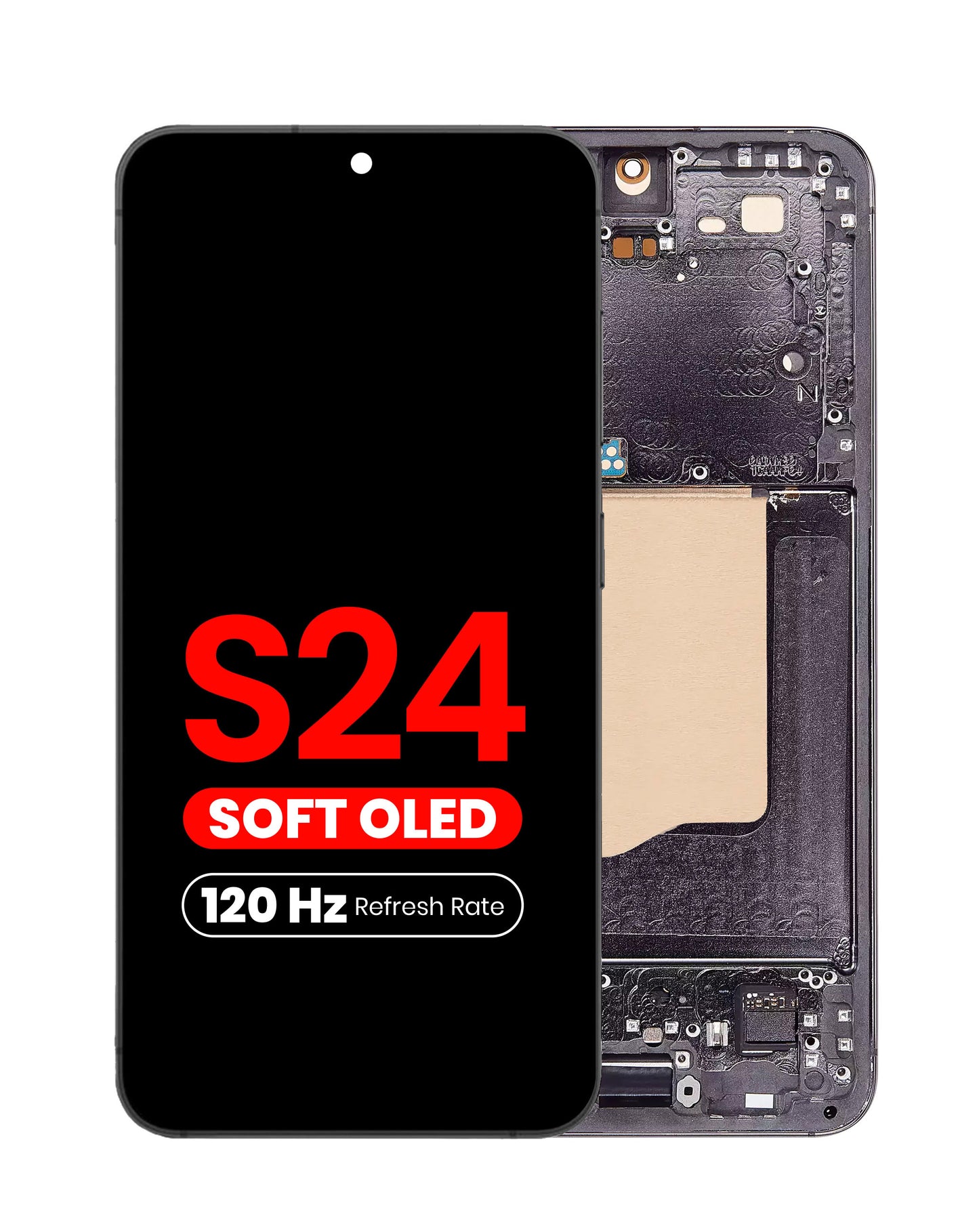 OLED Assembly with Frame for Galaxy S24 (S921) (ONYX BLACK) (Aftermarket Plus Soft Oled / 120Hz)