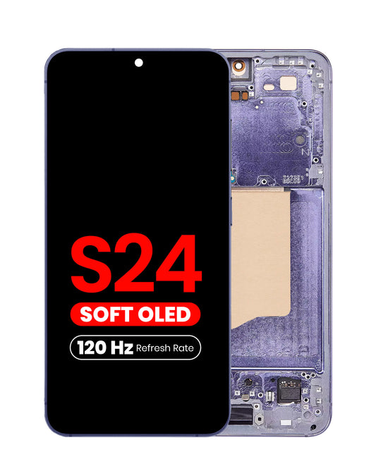 OLED Assembly with Frame for Galaxy S24 (S921) (COBALT VIOLET) (Aftermarket Plus Soft Oled / 120Hz)