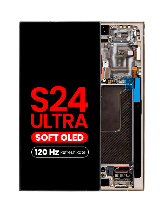 OLED Assembly with Frame for Galaxy S24 Ultra (S928) (TITANIUM GRAY) (Aftermarket Pro Soft Oled / 120HZ)