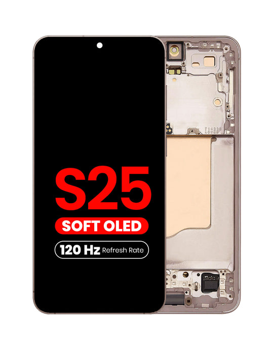 OLED Assembly with Frame for Galaxy S25 (S931) (PINKGOLD) (Aftermarket Plus Soft Oled / 120Hz)