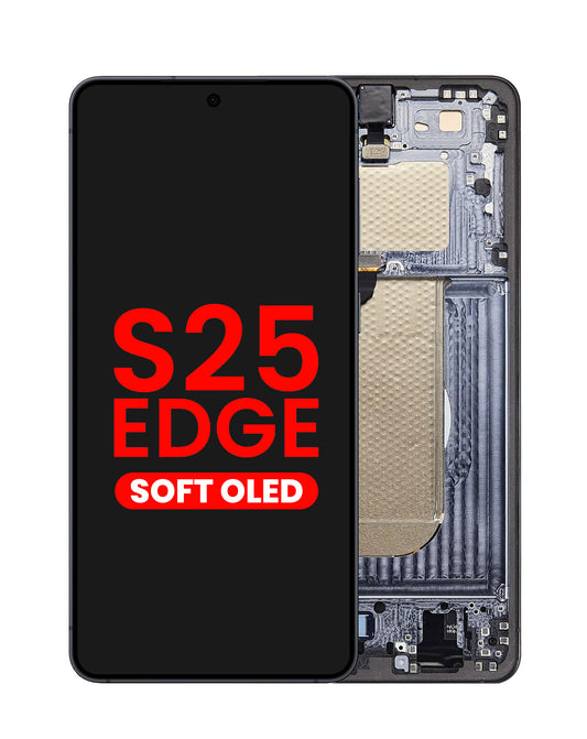 OLED Assembly with Frame for Galaxy S25 Edge (S937) (TITANIUM JETBLACK) (Aftermarket OLED)
