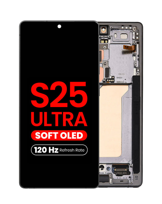 OLED Assembly with Frame for Galaxy S25 Ultra (S938) (Titanium Black) (Aftermarket Pro Soft / 120Hz)