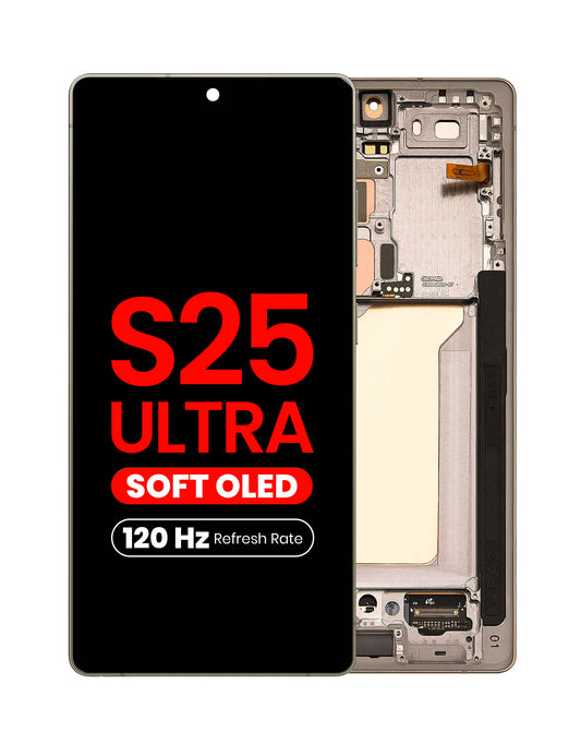 OLED Assembly with Frame for Galaxy S25 Ultra (S938) (Titanium Pink Gold) (Aftermarket Pro Soft / 120Hz)