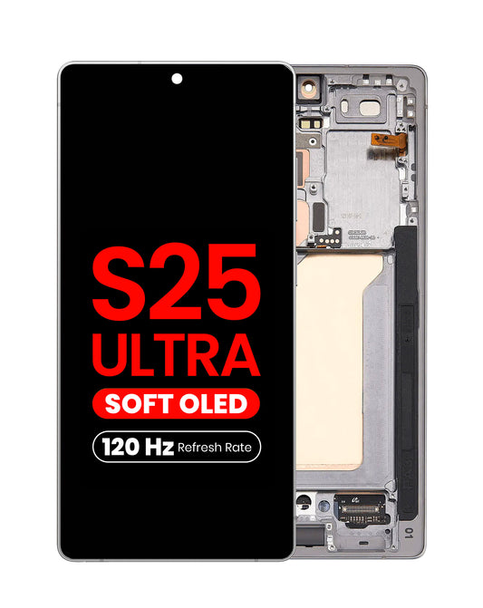 OLED Assembly with Frame for Galaxy S25 Ultra (S938) (Titanium Silver) (Aftermarket Pro Soft / 120Hz)