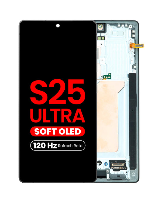 OLED Assembly with Frame for Galaxy S25 Ultra (S938) (TITANIUM BLACK) (Aftermarket Plus Soft Oled / 120Hz)