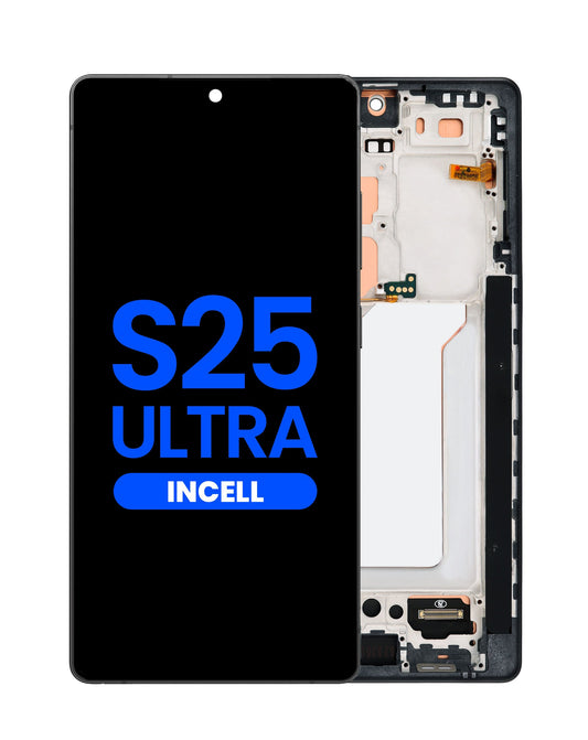 LCD Assembly with Frame for Galaxy S25 Ultra (S938) (PHANTOM BLACK) (Aftermarket Incell) (Does not support Fingerprint)