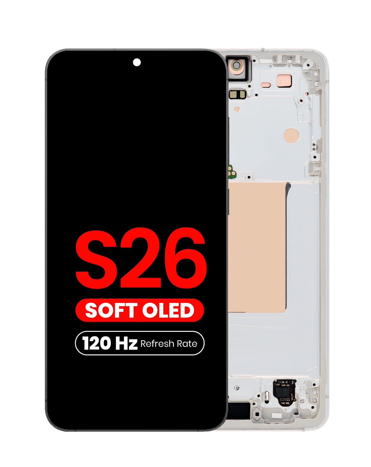 OLED Assembly with Frame for Galaxy S26 (S942) (White) (Aftermarket Plus Soft / 120Hz)