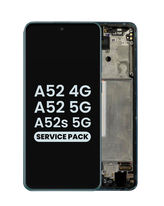 Samsung A52 2021 5G (A526) / A52 2021 4G (A525) / A52s 2021 (A528) Screen Assembly (With The Frame) (Service Pack) (Awesome Blue)