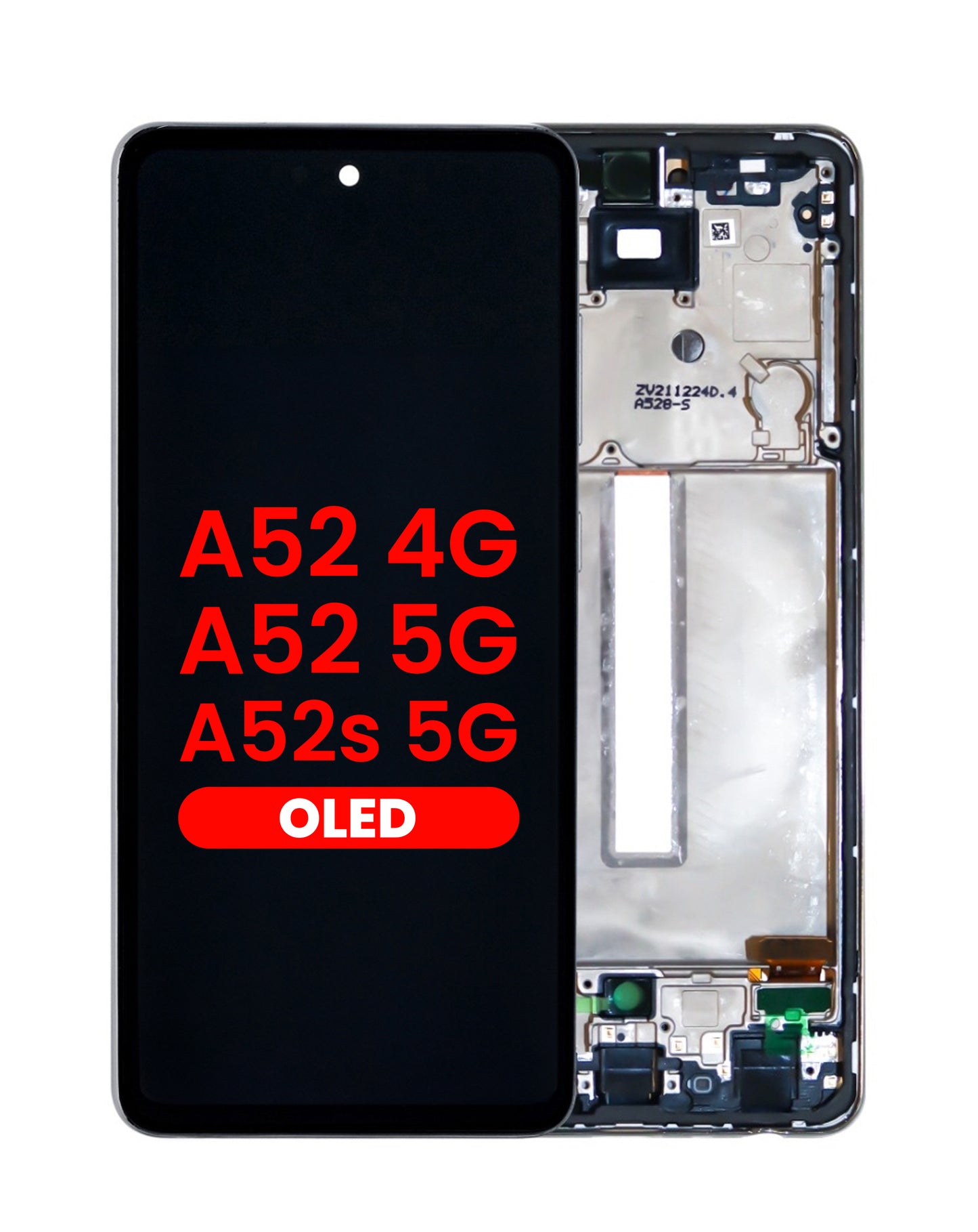 OLED Assembly with Frame (AWESOME WHITE) (Aftermarket OLED) for Galaxy A52 4G (A525 / 2021) / A52 5G (A526 / 2021) / A52S 5G (A528 / 2021)