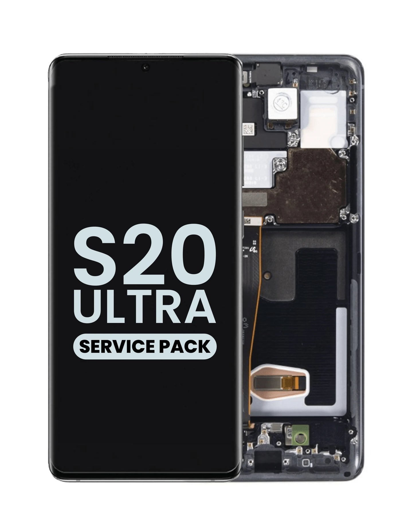 OLED Assembly with Frame for Galaxy S20 Ultra G988 (COSMIC BLACK) (Service Pack)