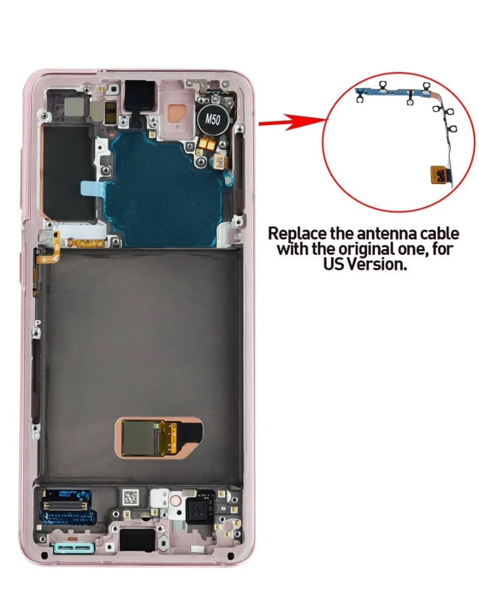 OLED Assembly with Frame for Galaxy S21 G991 (PHANTOM PINK) (No Camera) (Service Pack)