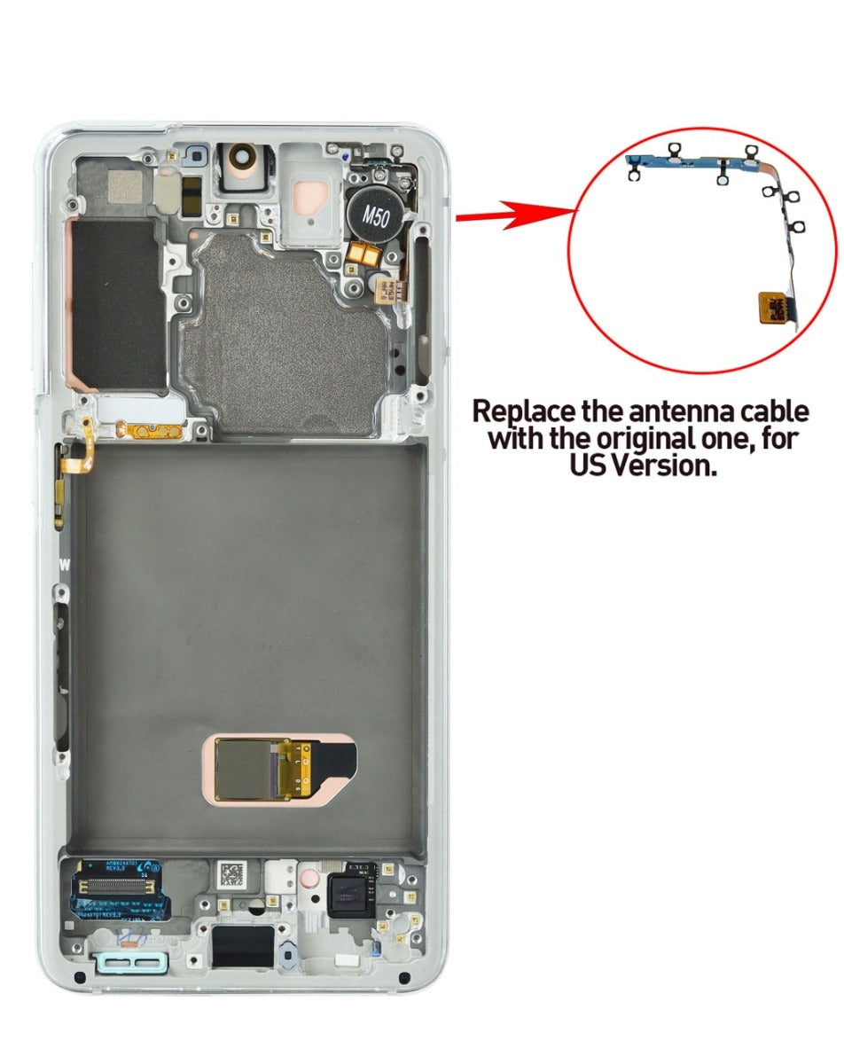 OLED Assembly with Frame for Galaxy S21 G991 (PHANTOM WHITE) (Service Pack)
