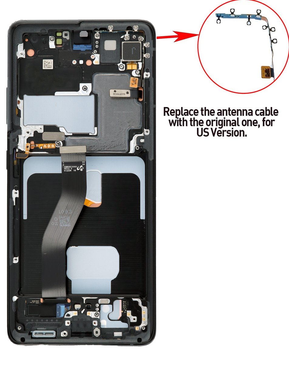 OLED Assembly with Frame for Galaxy S21 Ultra (G998) (PHANTOM BLACK) (Service Pack)