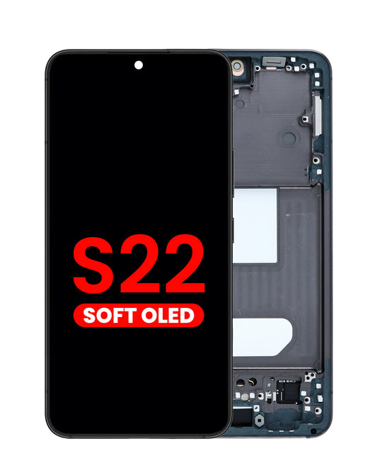 OLED Assembly with Frame for Galaxy S22 (S901) (PHANTOM BLACK) (Aftermarket OLED)