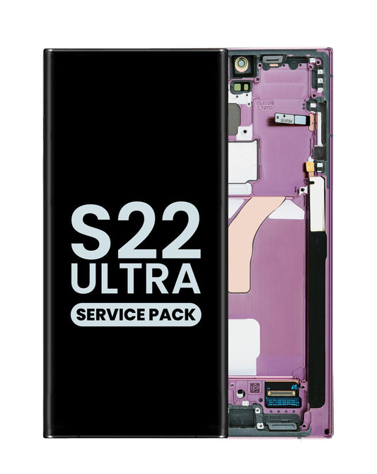 OLED Assembly with Frame for Galaxy S22 Ultra S908 (BURGUNDY) (Service Pack)