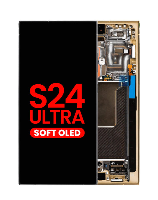 OLED Assembly with Frame for S24 Ultra (S928) (TITANIUM YELLOW) (Aftermarket OLED)