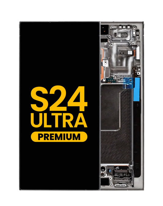 OLED Assembly with Frame for S24 Ultra (S928) (TITANIUM BLACK) (Premium)
