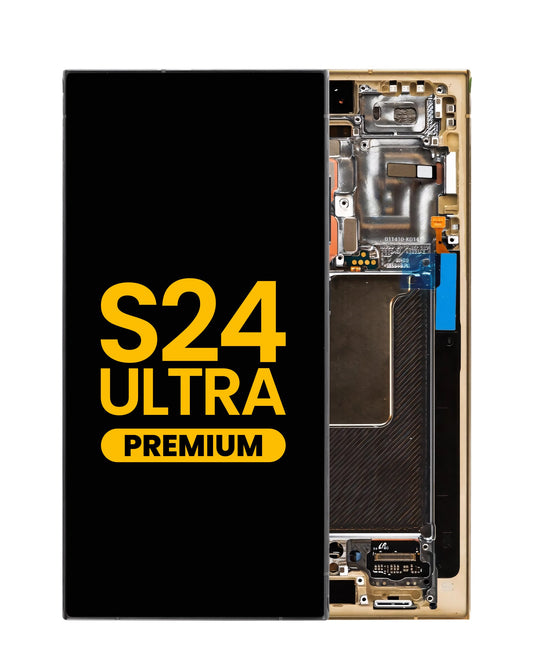 OLED Assembly with Frame for S24 Ultra (S928) (TITANIUM YELLOW) (Premium)