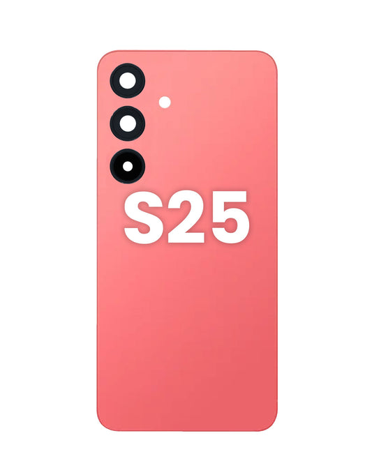 Back Cover with Camera Lens and Adhesive for Galaxy S25 (CORALRED)