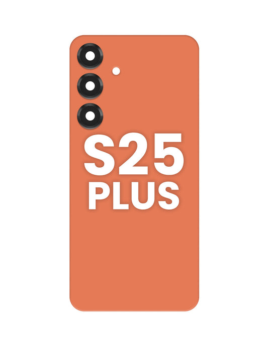 Back Cover with Camera Lens and Adhesive for Galaxy S25 Plus (CORALRED)