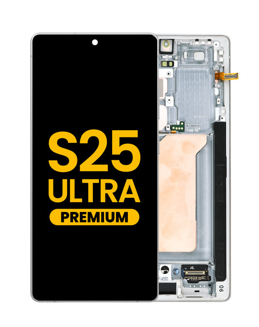OLED Assembly with Frame for Galaxy S25 Ultra (S938) (Titanium White Silver) (Premium)