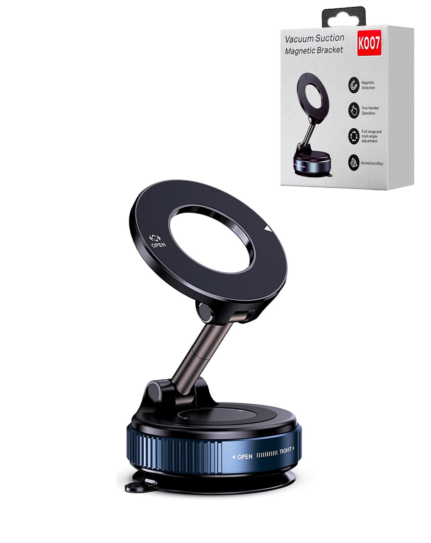 360° Adjustable Vacuum Suction Car Phone Holder for Magsafe - BLACK (Only Ground Shipping)