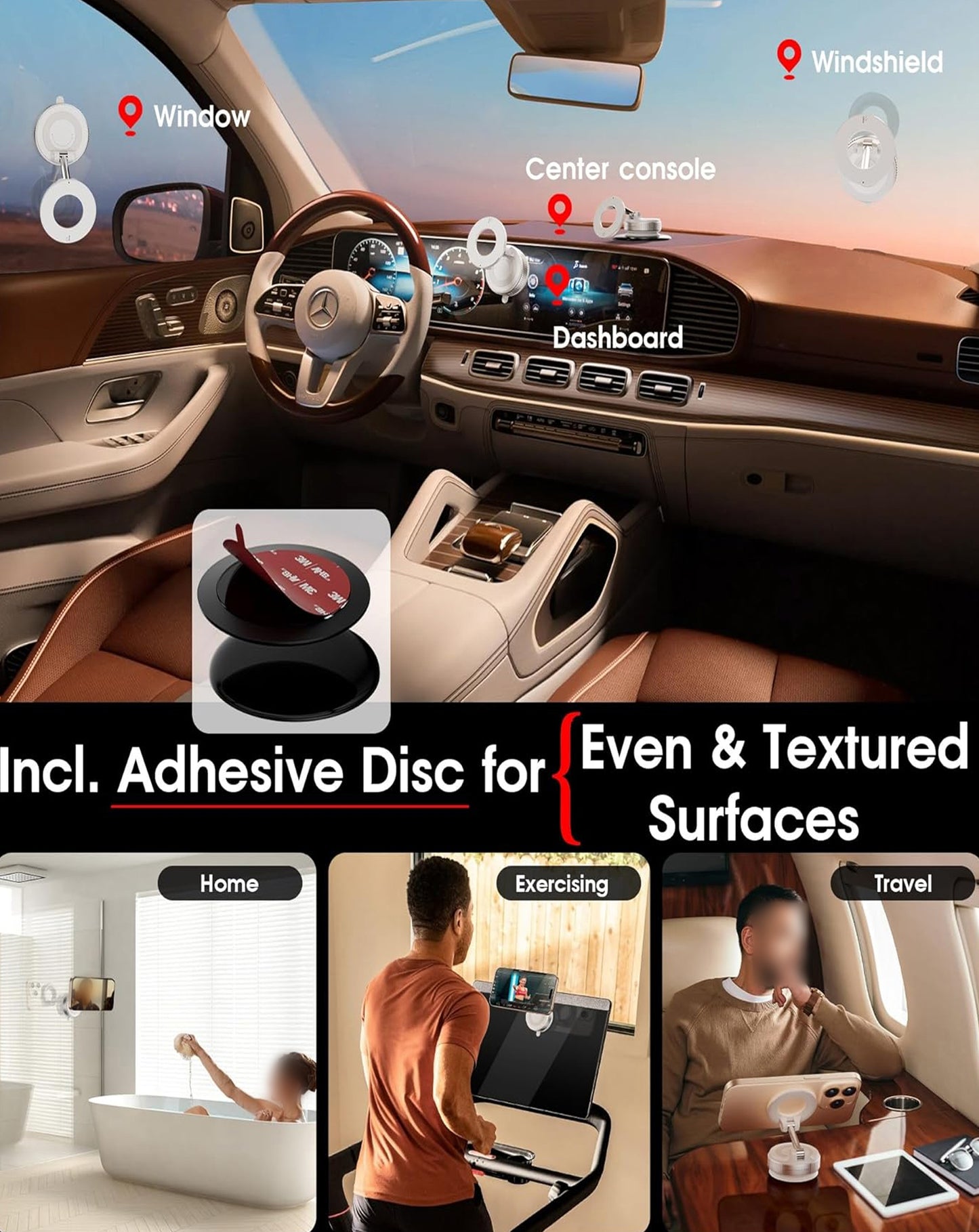 360° Adjustable Vacuum Suction Car Phone Holder for Magsafe - WHITE (Only Ground Shipping)