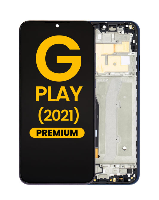 Motorola G Play 2021 (XT2093) Screen Assembly (With The Frame) (Refurbished) (Misty Blue)