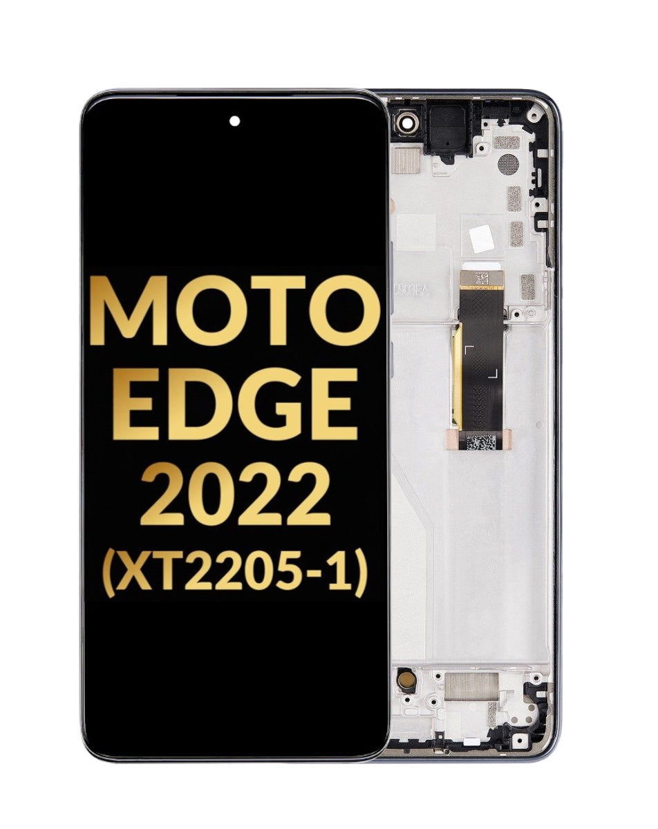 OLED Assembly with Frame for Motorola Edge 2022 (XT2205-1) (BLACK) (Premium)