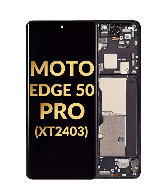 OLED Assembly with Frame for Motorola Motorola Edge 50 Pro (XT2403 / 2024) (BLACK BEAUTY) (Premium)