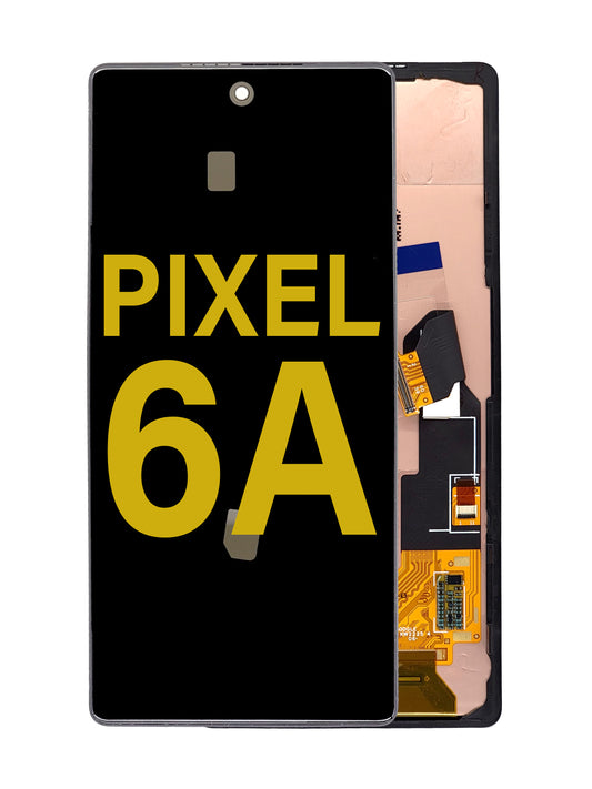GOP Pixel 6A Screen Assembly (With The Frame) (Refurbished) (Black)